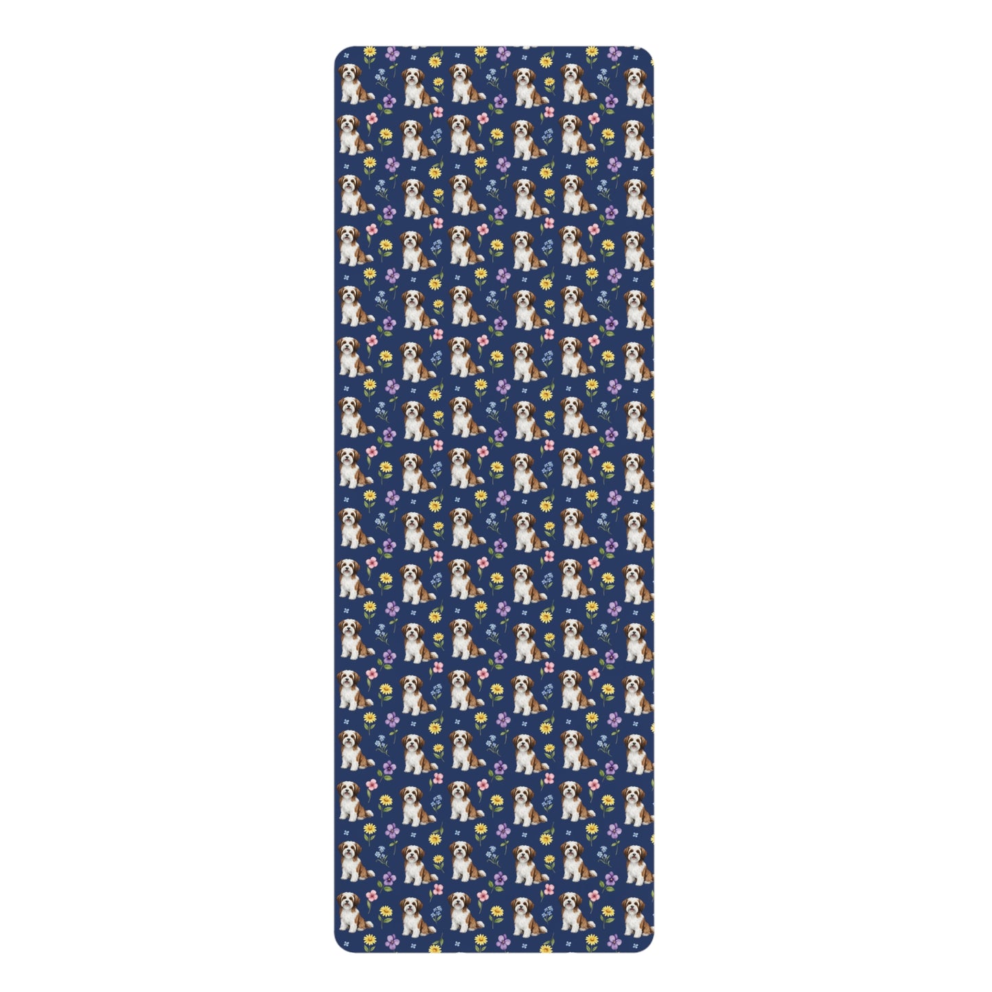 Havanese Dog Floral Yoga Mat – Durable Non-Slip Rubber Surface for Home & Studio Practice