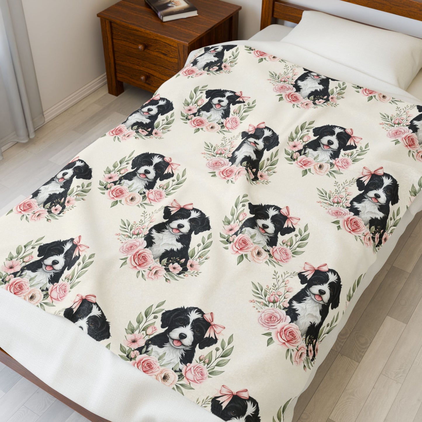 Portuguese Water Dog Pink Baby Blanket, Portie Dog Baby Shower Baby Girl Newborn Gift Hospital Announcement Blanket Coming Home