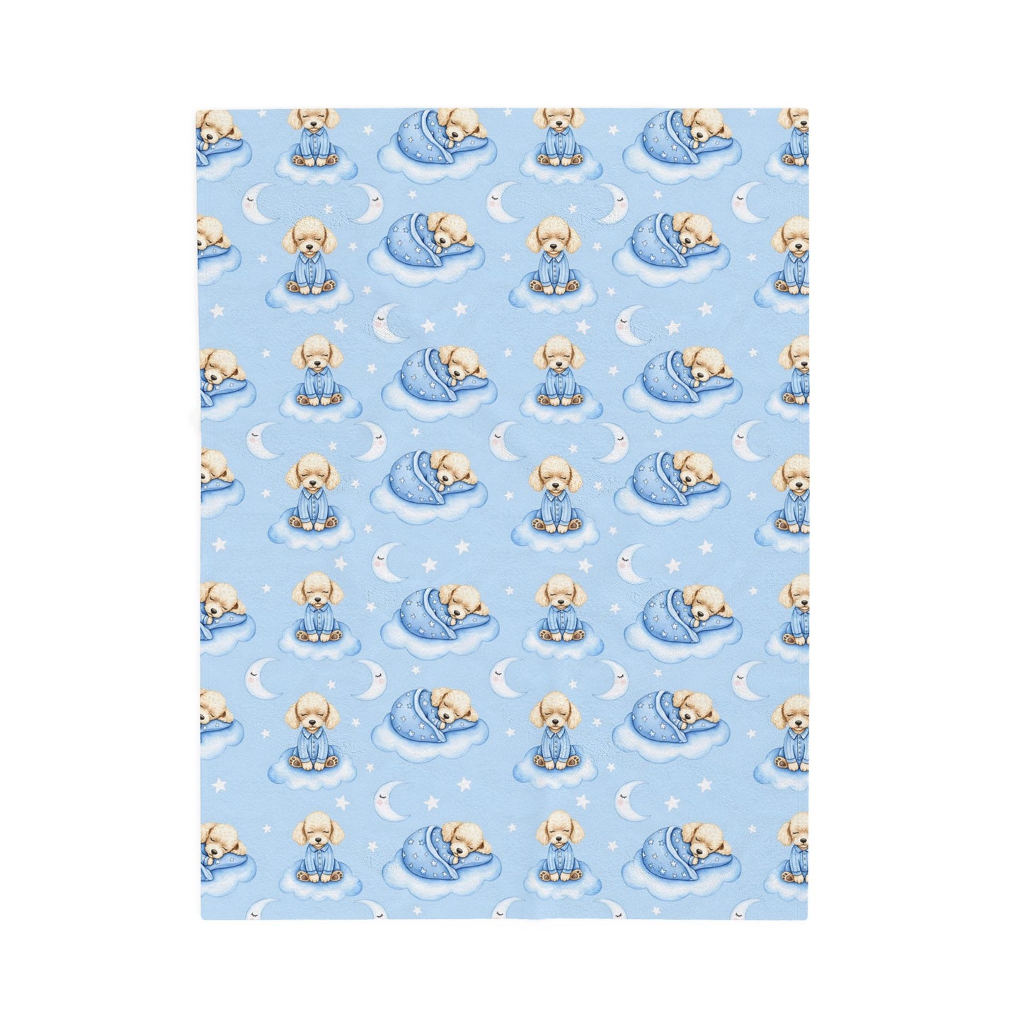 Poodle Blue Baby Blanket, Poodle Dog Baby Shower Baby Boy Newborn Gift Hospital Announcement Blanket Coming Home