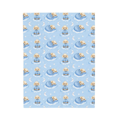 Poodle Blue Baby Blanket, Poodle Dog Baby Shower Baby Boy Newborn Gift Hospital Announcement Blanket Coming Home