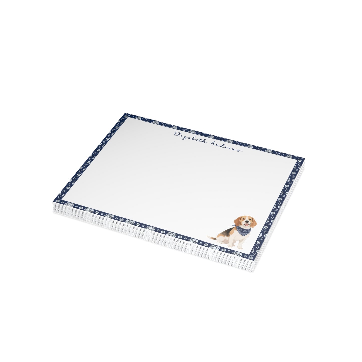 Beagle Navy Blue Paisley Notecard Set