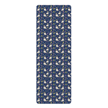 Pug Dog Floral Yoga Mat – Durable Non-Slip Rubber Surface for Home & Studio Practice