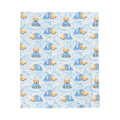 Golden Retriever Blue Baby Blanket, Golden Dog Baby Shower Baby Boy Newborn Gift Hospital Announcement Blanket Coming Home