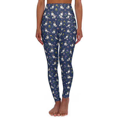 French Bulldog Floral High Waisted Yoga Leggings - Perfect for Fitness & Everyday Wear