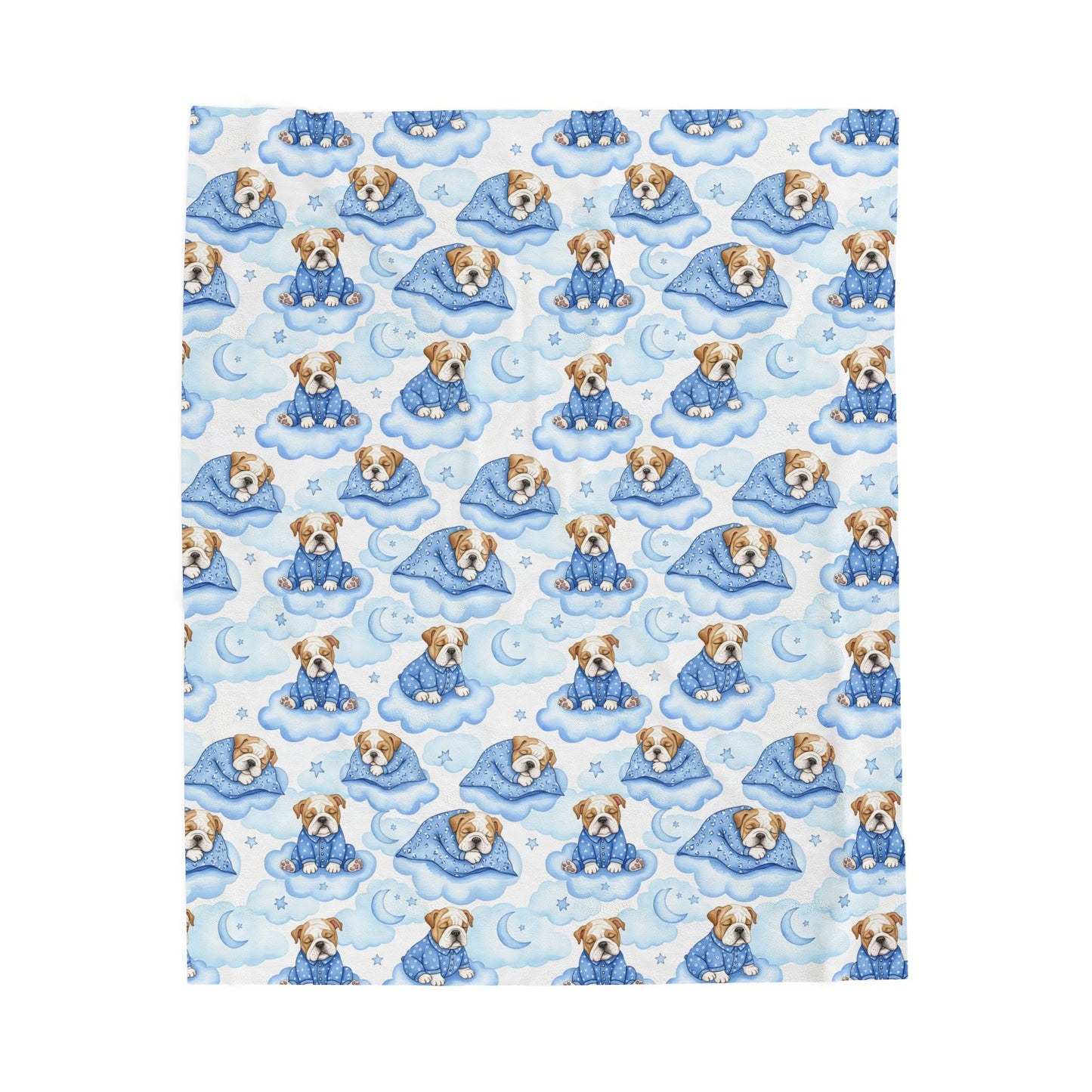 Bulldog Blue Baby Blanket, Bulldog Baby Shower Baby Boy Newborn Gift Hospital Announcement Blanket Coming Home