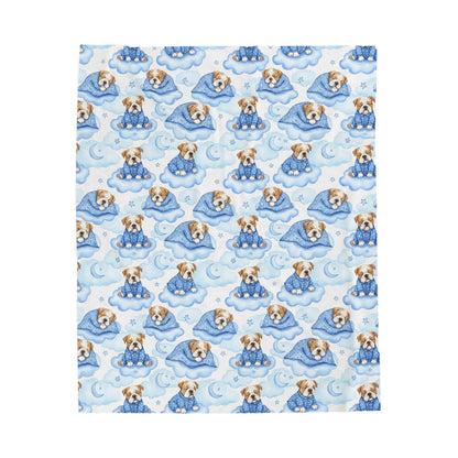 Bulldog Blue Baby Blanket, Bulldog Baby Shower Baby Boy Newborn Gift Hospital Announcement Blanket Coming Home