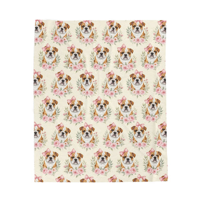Bulldog Pink Baby Blanket, Bulldog Baby Shower Baby Girl Newborn Gift Hospital Announcement Blanket Coming Home