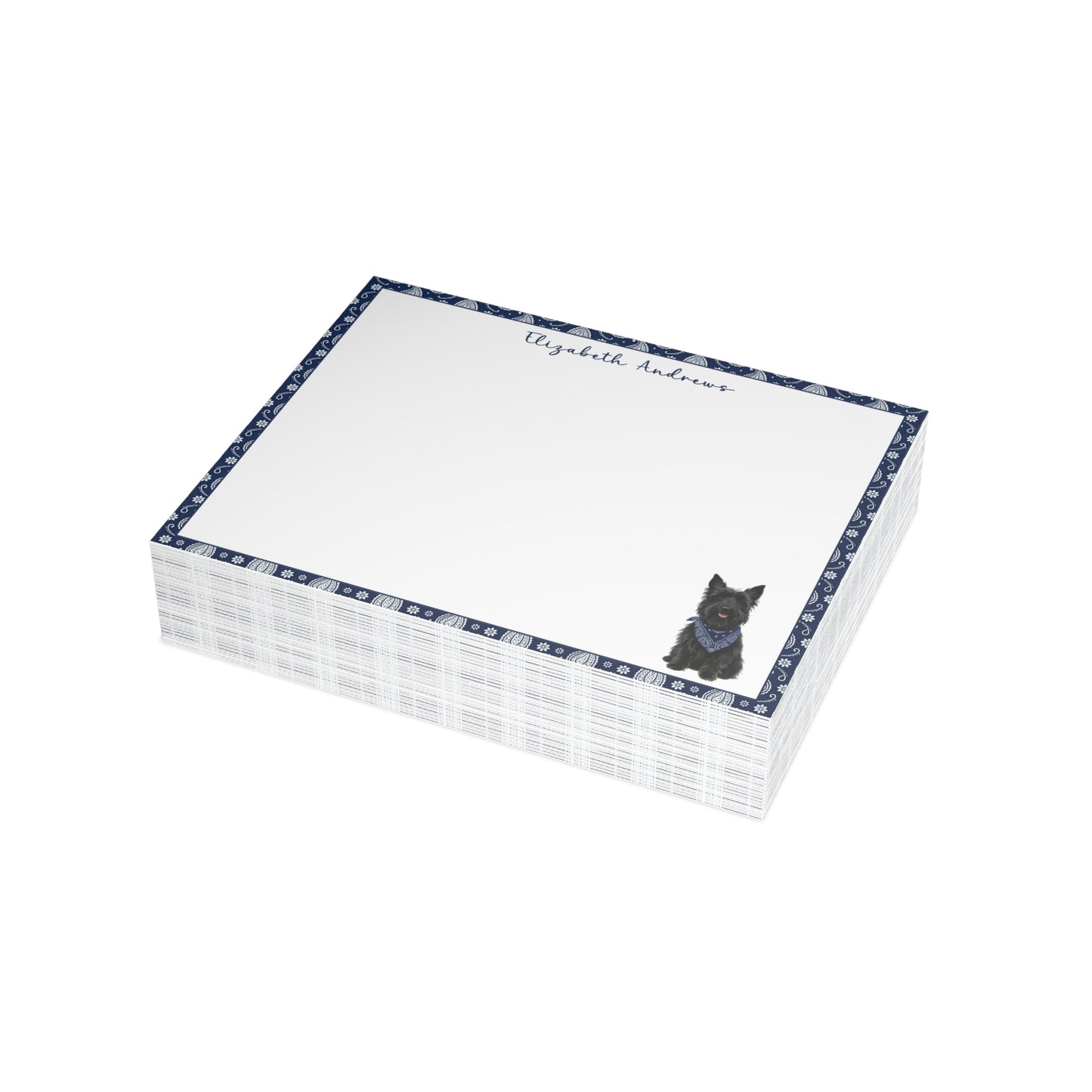 Scottish Terrier Navy Blue Paisley Notecard Set