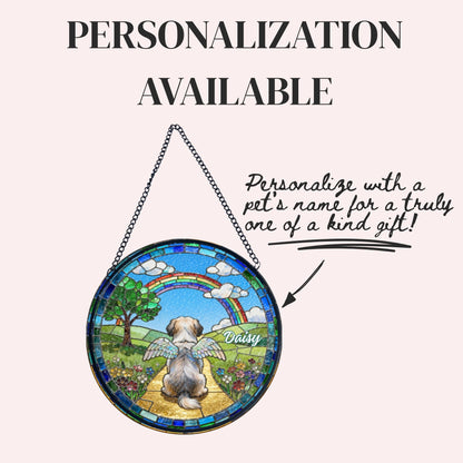 Havanese Rainbow Bridge Stained Glass Suncatcher