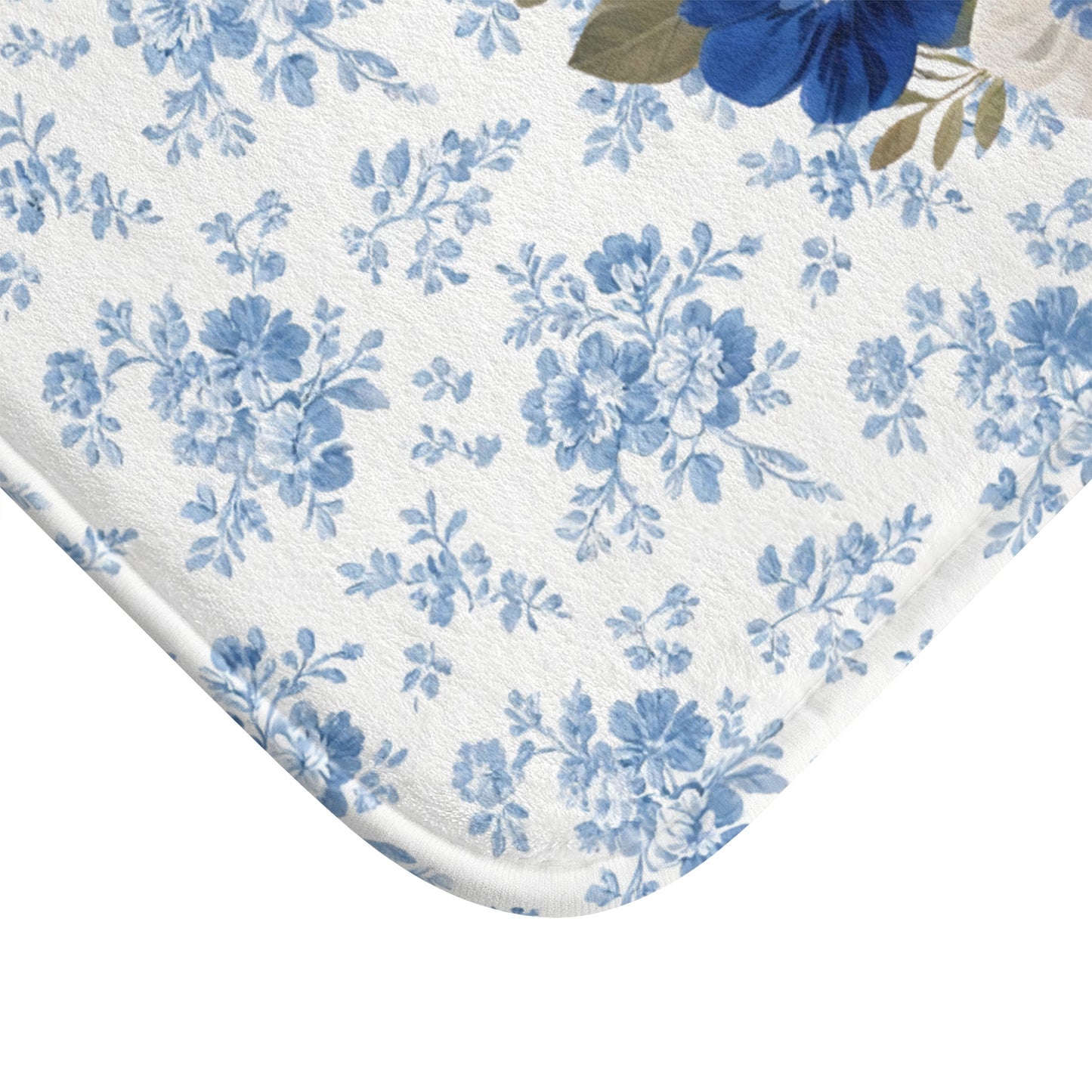 Blue Floral GSP Bath Mat – Cute German Shorthaired Pointer Dog Bathroom Rug