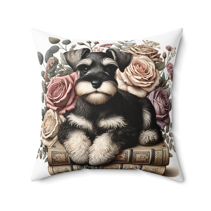 Schnauzer Throw Pillow for Book Lovers