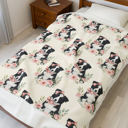 Border Collie Pink Baby Blanket, Border Collie Dog Baby Shower Baby Girl Newborn Gift Hospital Announcement Blanket Coming Home