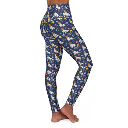 Jack Russell Terrier Dog Floral High Waisted Yoga Leggings - Perfect for Fitness & Everyday Wear