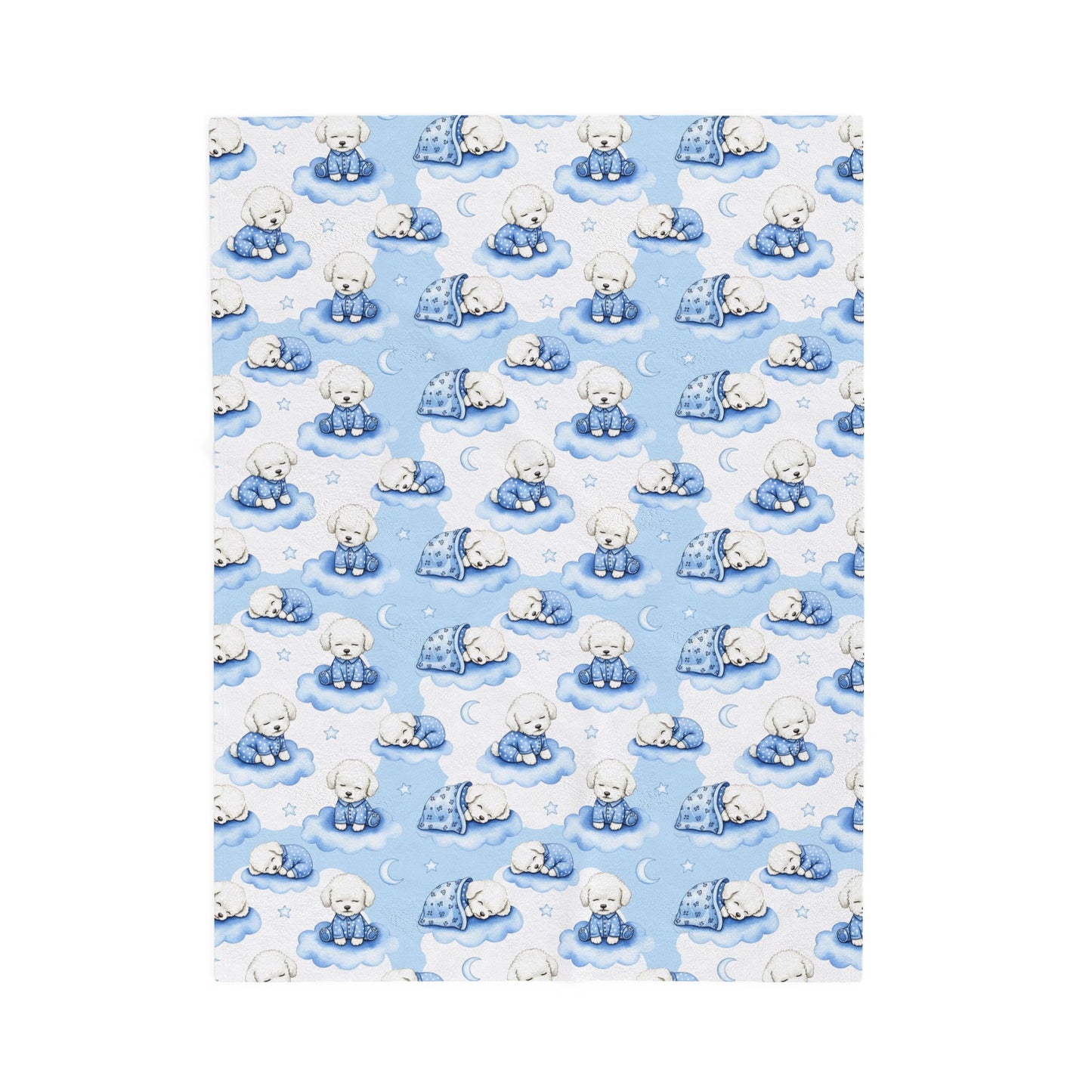 Bichon Frise Dog Blue Baby Blanket, Bichon Frise Baby Shower Baby Boy Newborn Gift Hospital Announcement Blanket Coming Home