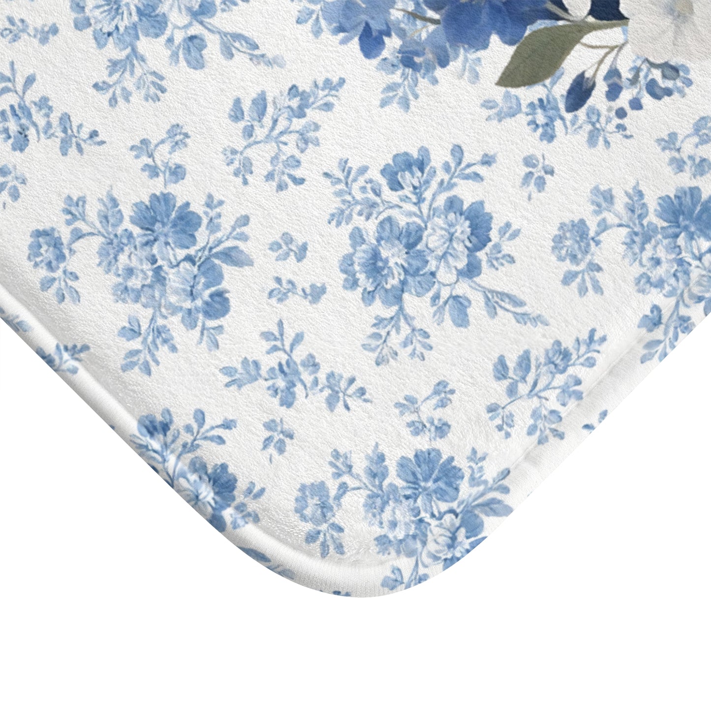 Blue Floral Collie Bath Mat – Cute Border Collie Dog Bathroom Rug