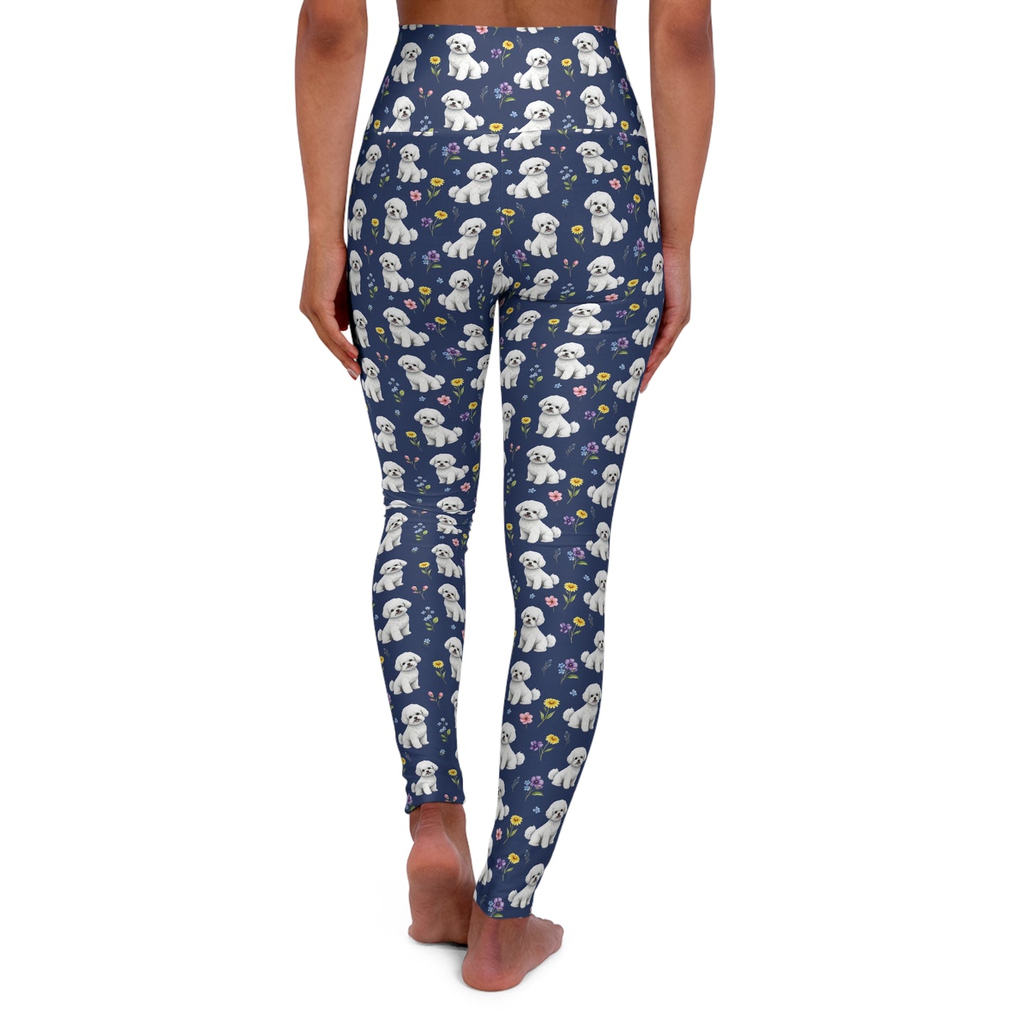 Bichon Frise Dog Floral High Waisted Yoga Leggings - Perfect for Fitness & Everyday Wear