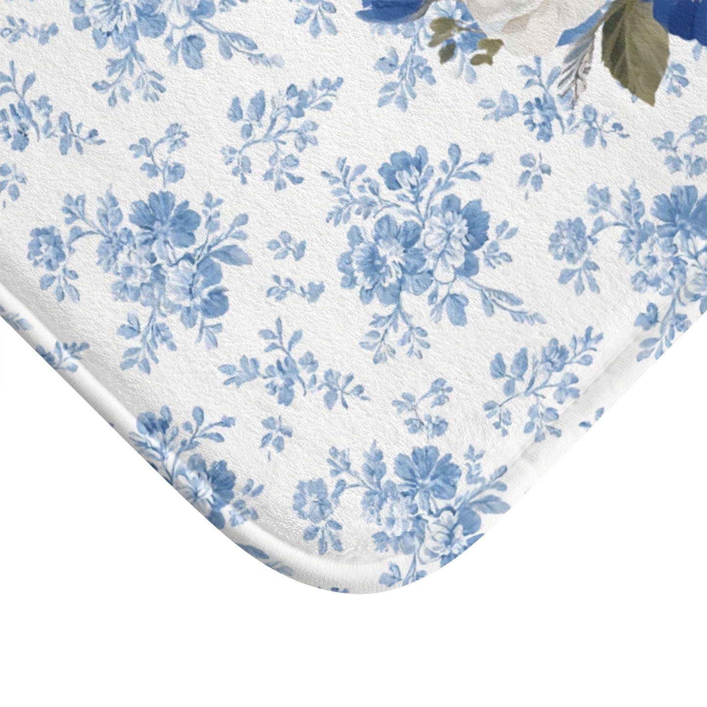 Blue Floral Rottie Bath Mat – Cute Rottweiler Dog Bathroom Rug