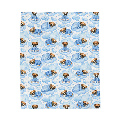 Boxer Dog Blue Baby Blanket