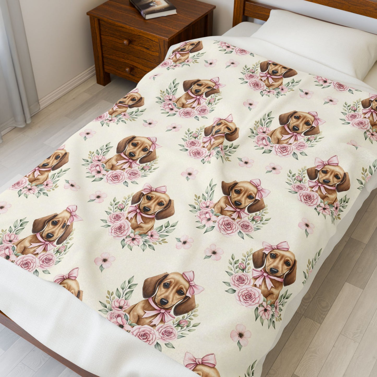 Dachshund Pink Baby Blanket, Doxie Weiner Dog Baby Shower Baby Girl Newborn Gift Hospital Announcement Blanket Coming Home