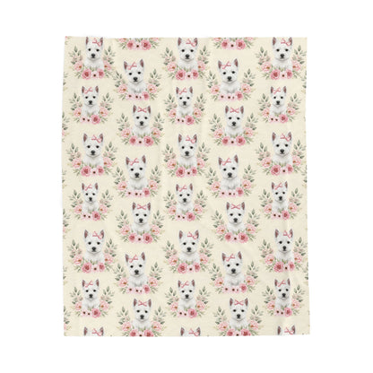 West Highland White Terrier Pink Baby Blanket, Westie Dog Baby Shower Baby Girl Newborn Gift Hospital Announcement Blanket Coming Home