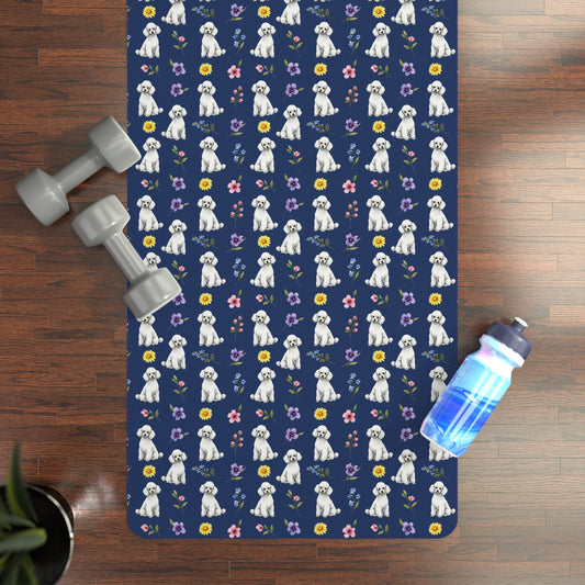 Poodle Dog Floral Yoga Mat – Durable Non-Slip Rubber Surface for Home & Studio Practice