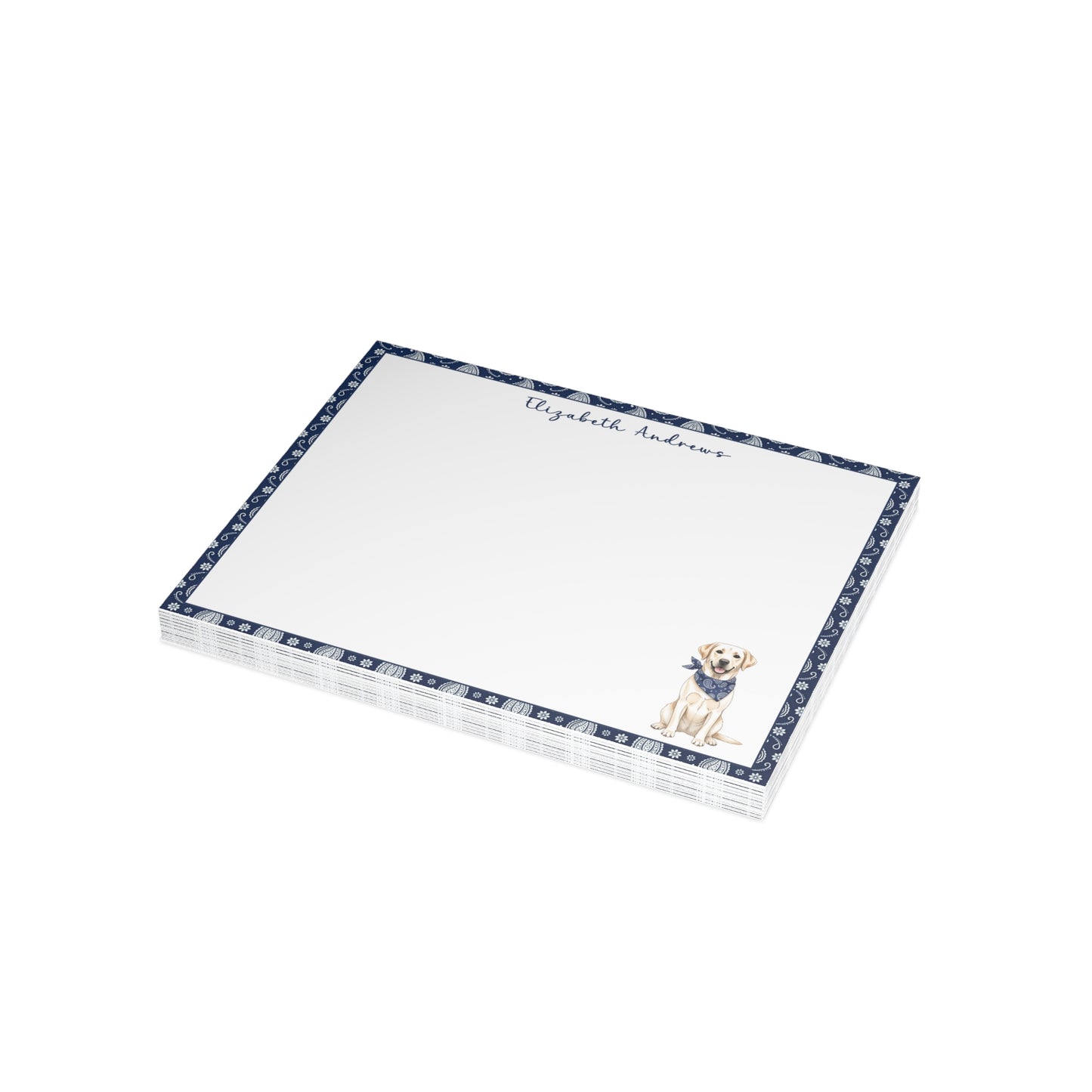 Labrador Retriever Navy Blue Paisley Notecard Set