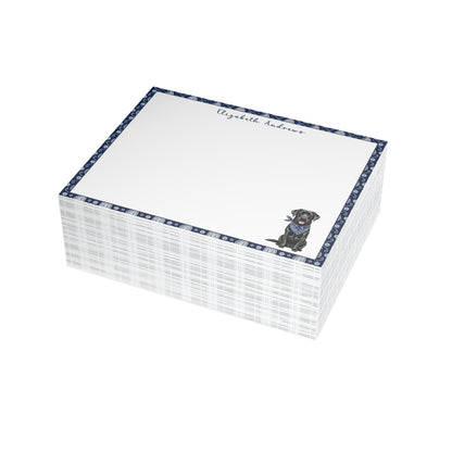 Black Labrador Retriever Navy Blue Paisley Notecard Set