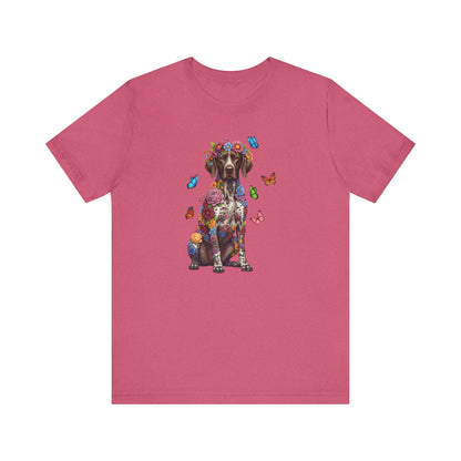 Whimsical Floral German Shorthaired Pointer Tee – Colorful Dog Lover Shirt with Butterflies