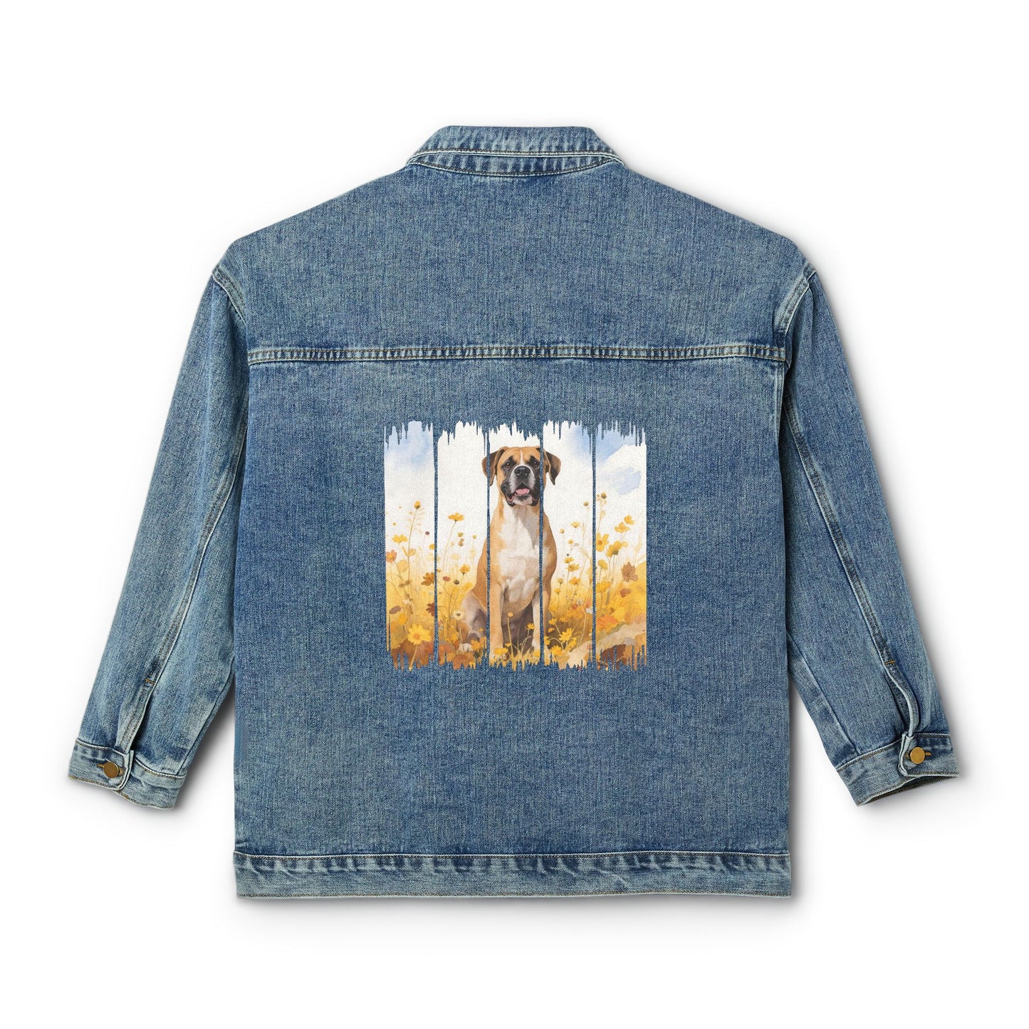 Trendy Boxer Dog Women's Denim Jacket, Dog Demin Jacket, Gift for Boxer Dog Mom, Gift for Dog Lovers, Fall Dog Style