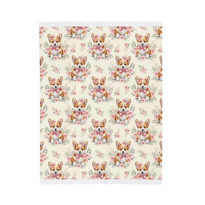 Corgi Pink Baby Blanket, Corgi Dog Baby Shower Baby Girl Newborn Gift Hospital Announcement Blanket Coming Home