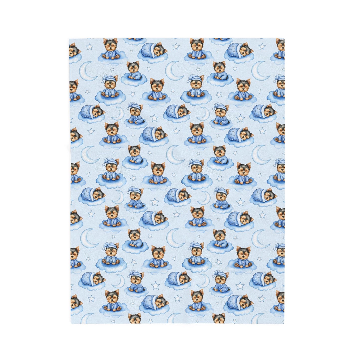 Yorkshire Terrier Blue Baby Blanket, Yorkie Dog Baby Shower Baby Boy Newborn Gift Hospital Announcement Blanket Coming Home