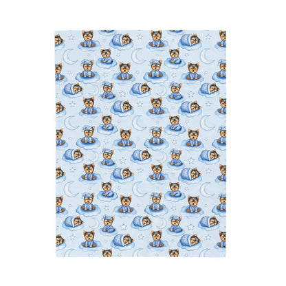 Yorkshire Terrier Blue Baby Blanket, Yorkie Dog Baby Shower Baby Boy Newborn Gift Hospital Announcement Blanket Coming Home