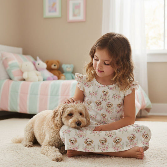 Poodle Girl's Flutter Sleeve Nightgown