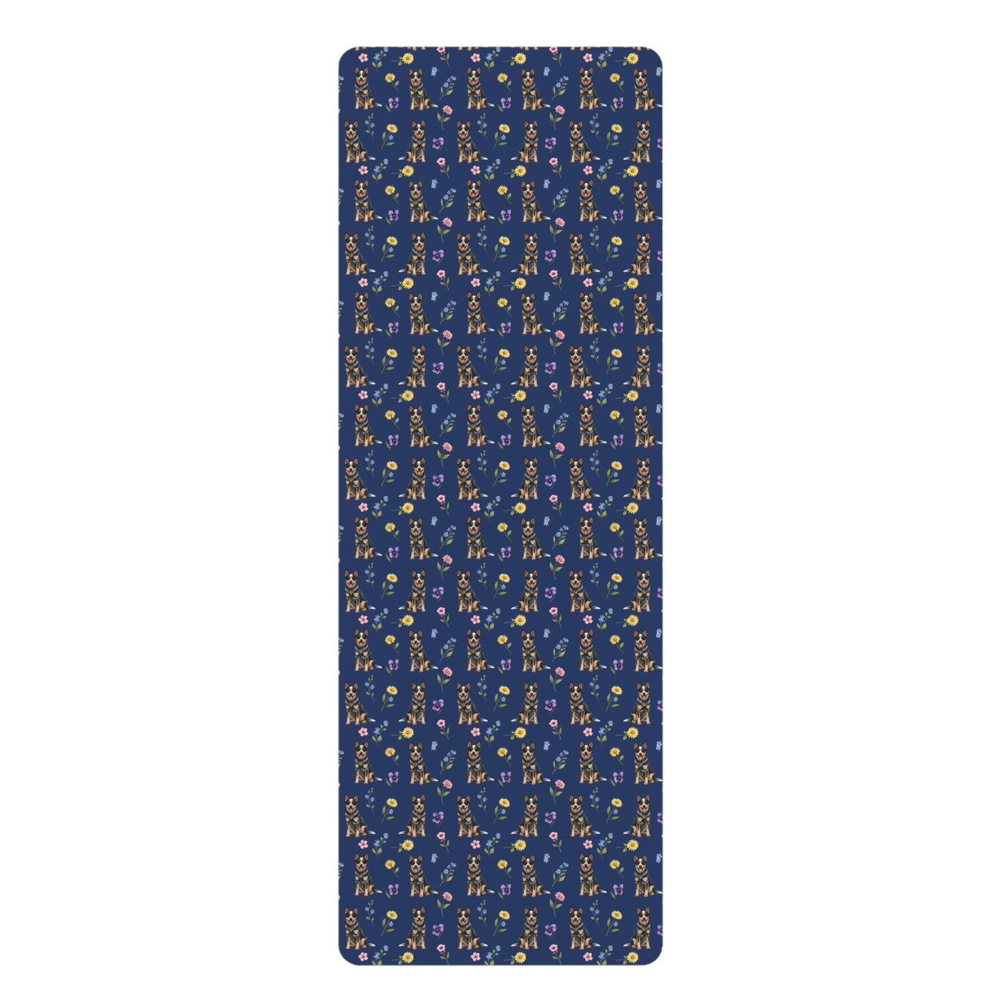Australian Cattle Dog Floral Yoga Mat – Durable Non-Slip Rubber Surface for Home & Studio Practice