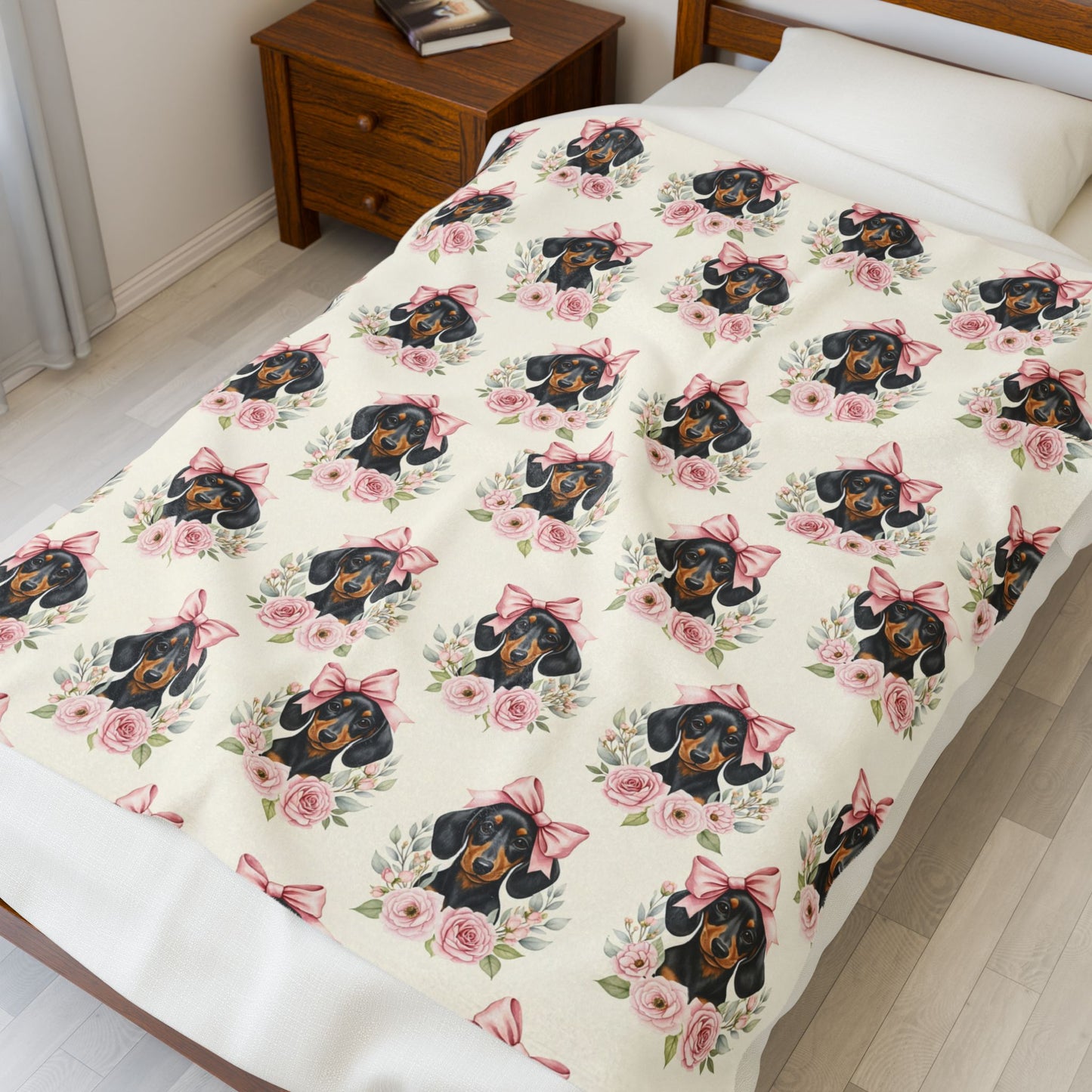 Dachshund Pink Baby Blanket, Doxie Weiner Dog Baby Shower Baby Girl Newborn Gift Hospital Announcement Blanket Coming Home