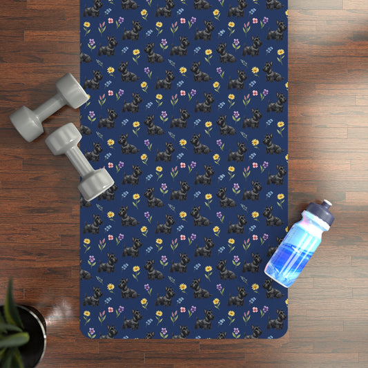 Scottish Terrier Dog Floral Yoga Mat – Durable Non-Slip Rubber Surface for Home & Studio Practice