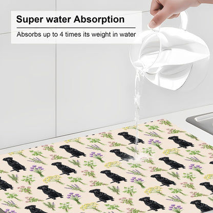 Black Labrador Retriever Large Dish Drying Mat