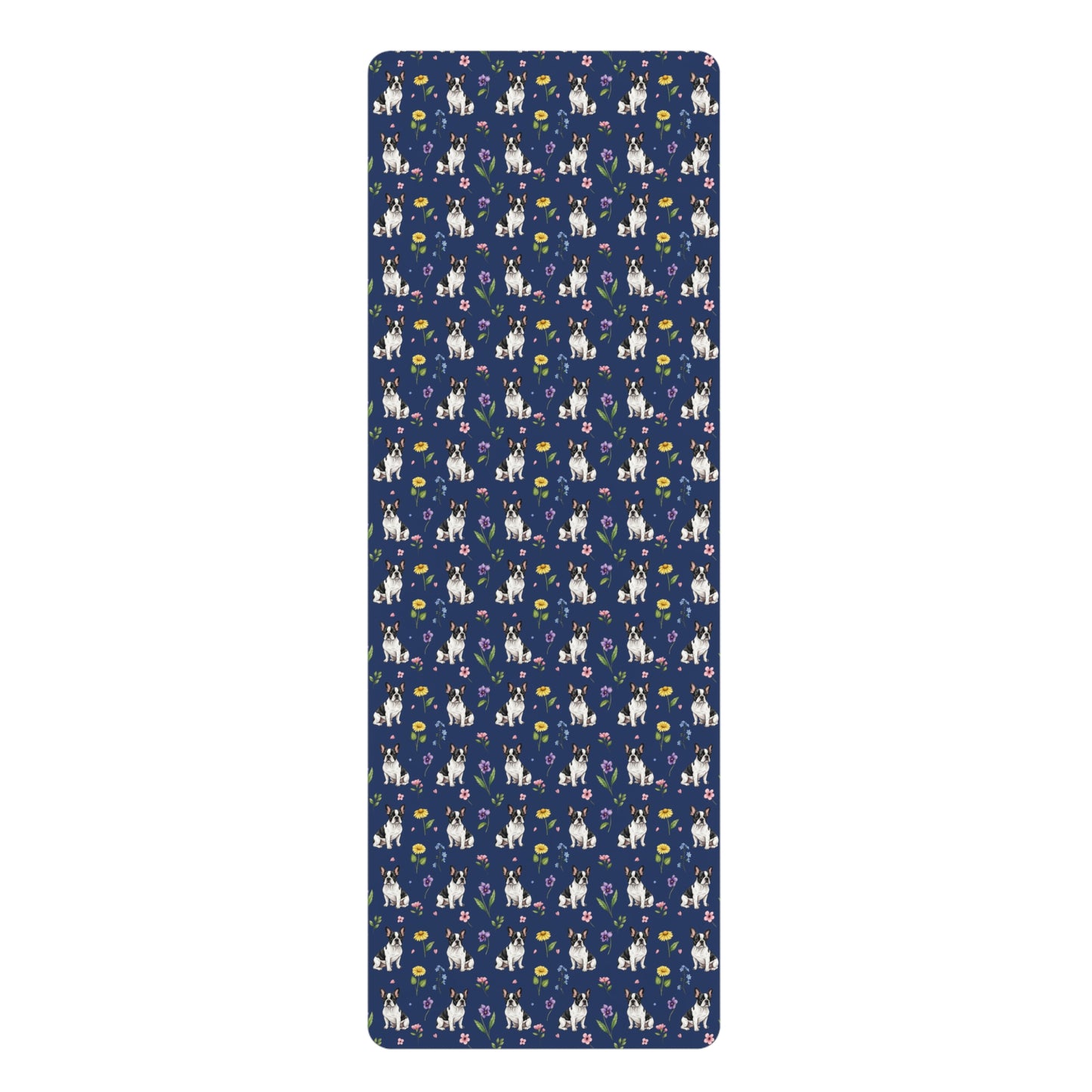French Bulldog Dog Floral Yoga Mat – Durable Non-Slip Rubber Surface for Home & Studio Practice