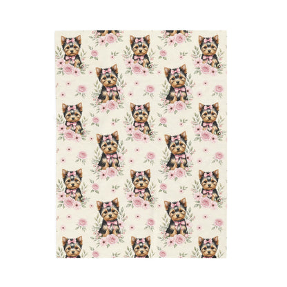 Yorkshire Terrier Pink Baby Blanket, Yorkie Dog Baby Shower Baby Girl Newborn Gift Hospital Announcement Blanket Coming Home
