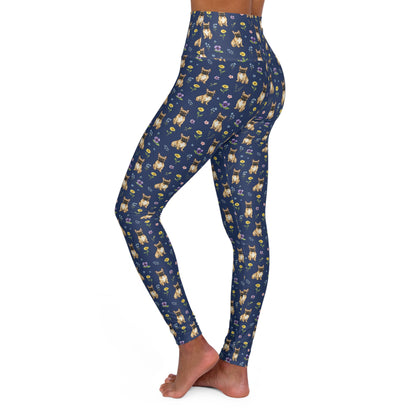 French Bulldog Floral High Waisted Yoga Leggings - Perfect for Fitness & Everyday Wear
