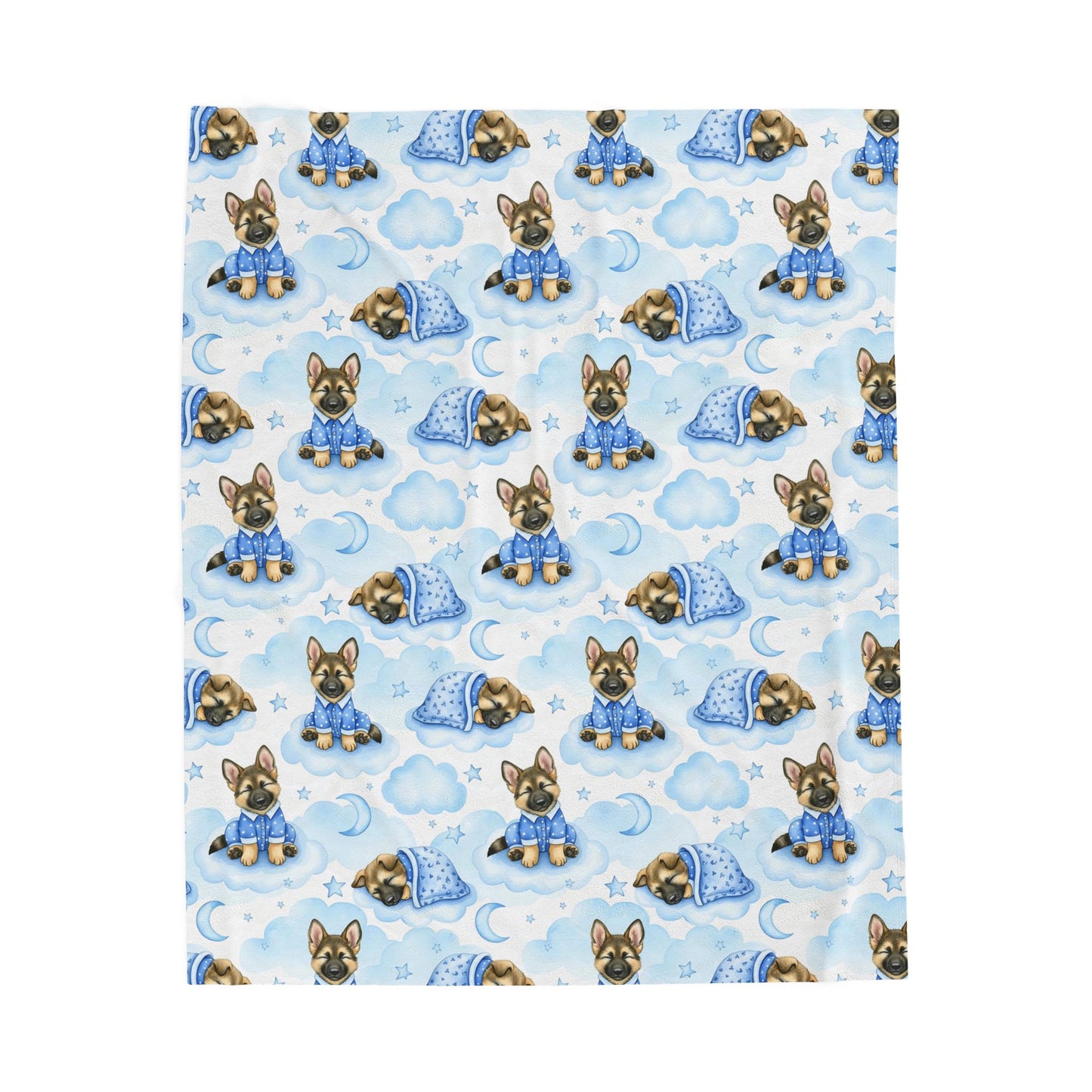 German Shepherd Blue Baby Blanket, German Shepherd Dog Baby Shower Baby Boy Newborn Gift Hospital Announcement Blanket Coming Home