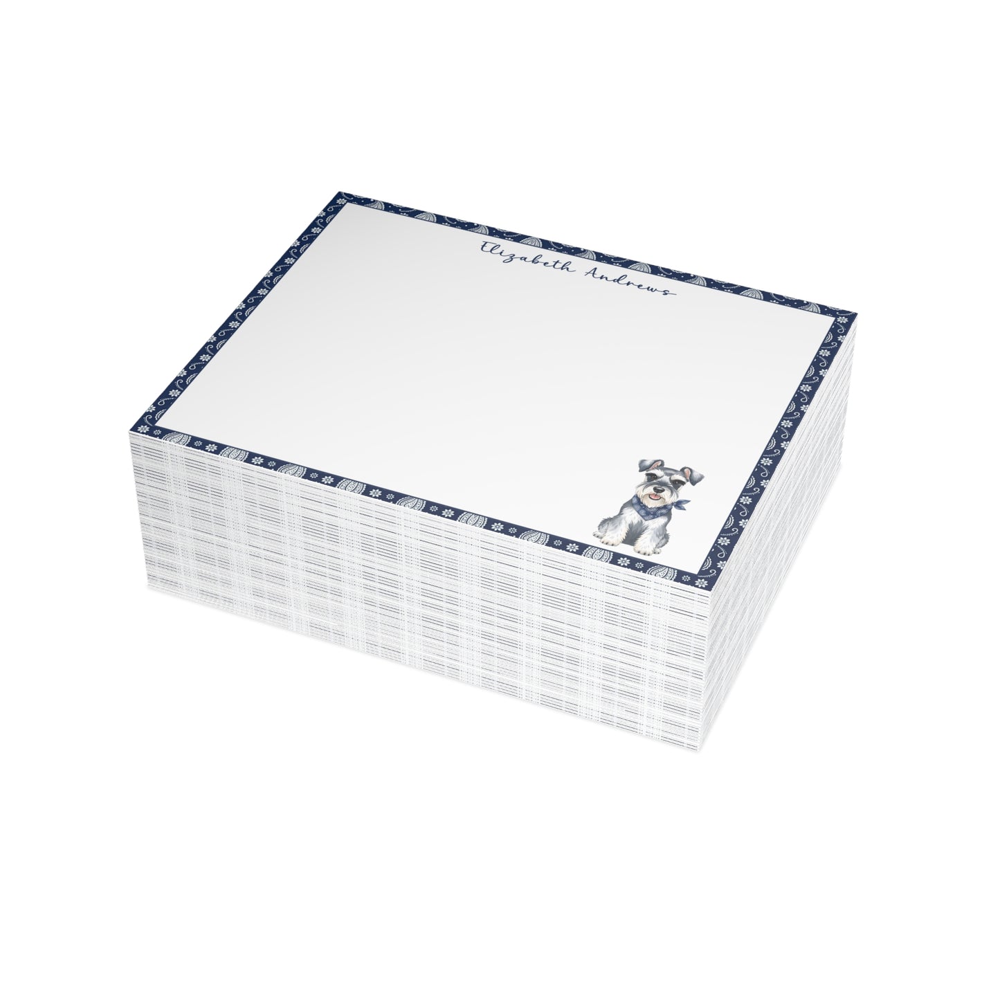 Schnauzer Navy Blue Paisley Notecard Set