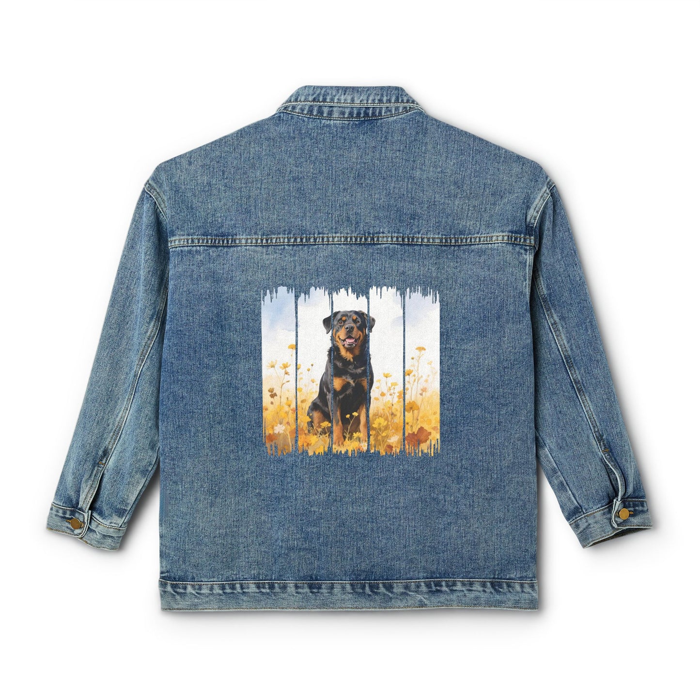 Trendy Rottweiler Dog Women's Denim Jacket, Dog Demin Jacket, Gift for Rottie Dog Mom, Gift for Dog Lovers, Fall Dog Style