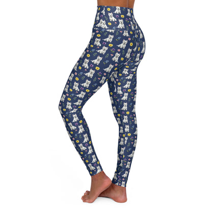 West Highland White Terrier Dog Floral High Waisted Yoga Leggings - Perfect for Fitness & Everyday Wear
