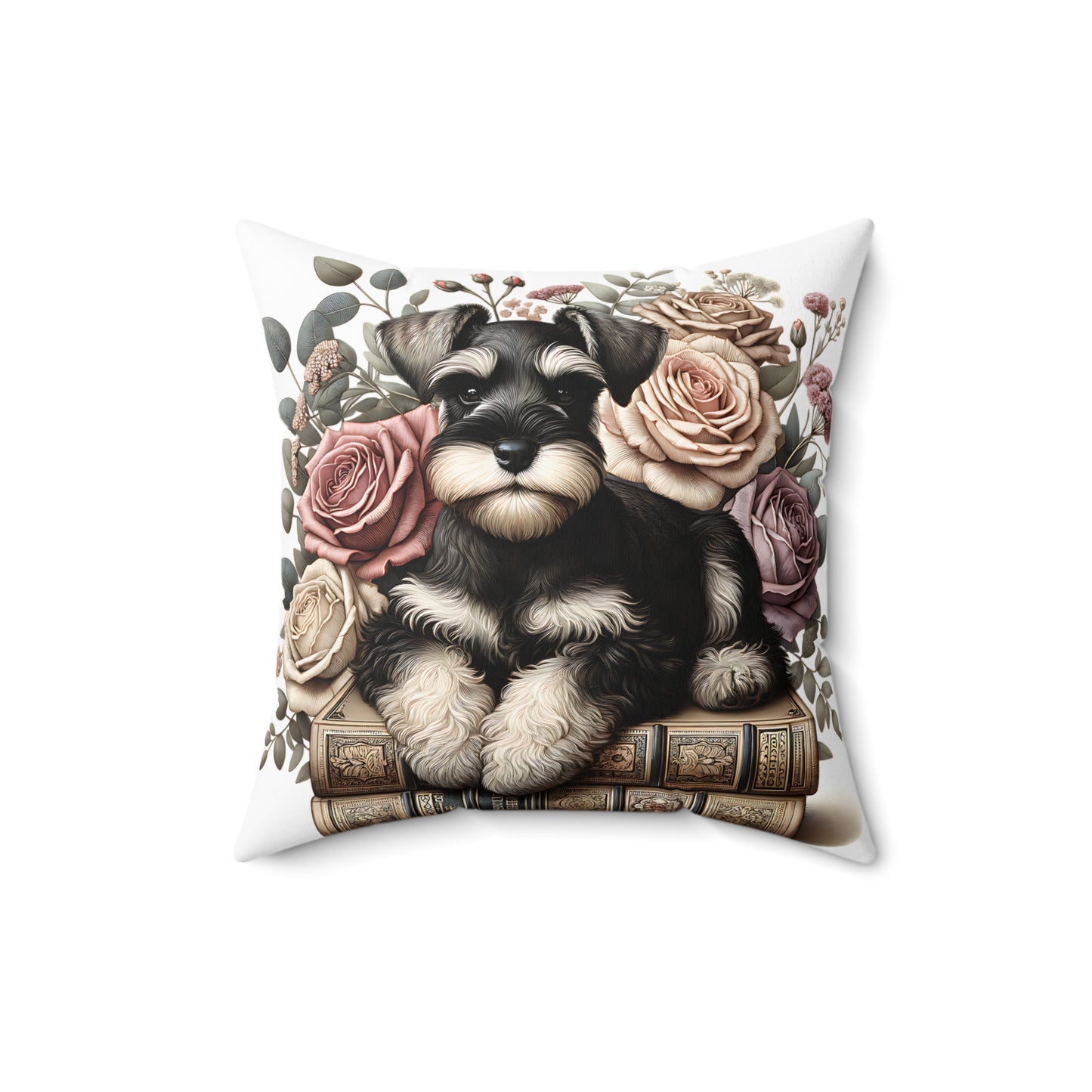 Schnauzer Throw Pillow for Book Lovers