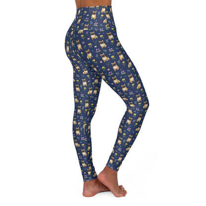 French Bulldog Floral High Waisted Yoga Leggings - Perfect for Fitness & Everyday Wear