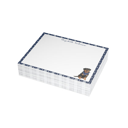 Rottweiler Navy Blue Paisley Notecard Set