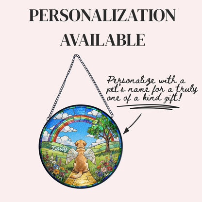 Golden Retriever Rainbow Bridge Stained Glass Suncatcher