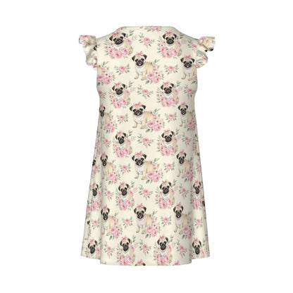 Pug Girl's Flutter Sleeve Nightgown