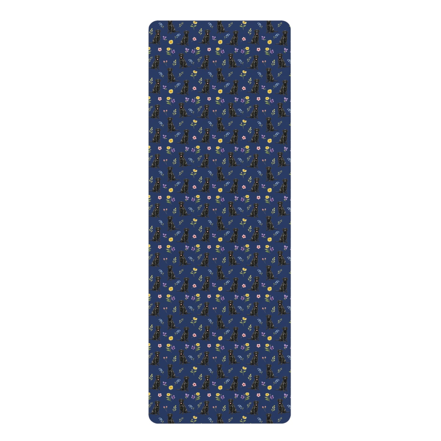 Black Labrador Retriever Dog Floral Yoga Mat – Durable Non-Slip Rubber Surface for Home & Studio Practice